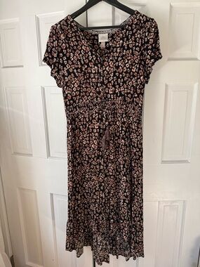 Knox Rose Black Midi Dress with Pink Floral Print